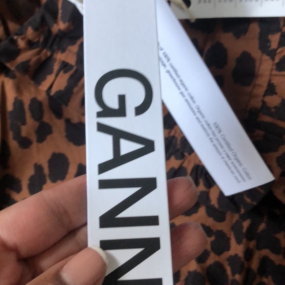 GANNI brown leopard print mob wife retro mini dress holidays party size 42 NWT - Picture 7 of 11